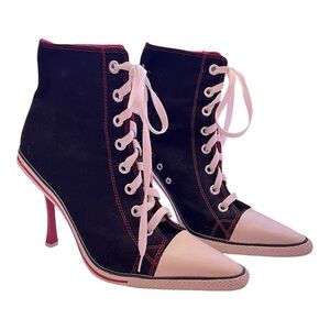 Y2K Anne Michelle Converse Sneaker Heel in Black and Red Size 8 to 8 1/2